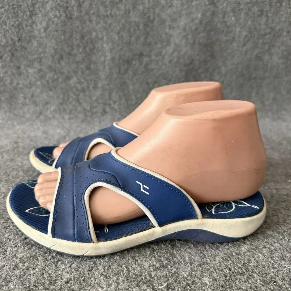 Tredz Women's Blue Sport Slide Sandals 7 Athletic Comfort Slip On Beach Sandals